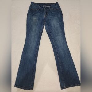Bootleg Classic Blue Straight Leg Jeans with Natural Fading